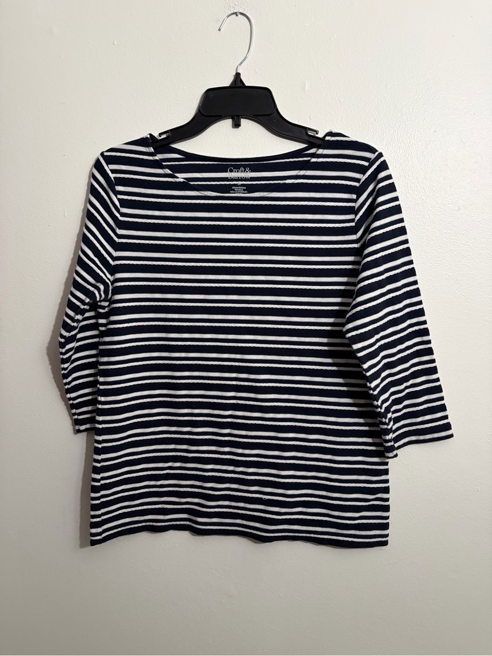 Croft & Barrow Navy and White Striped Women’s Boatneck Top
